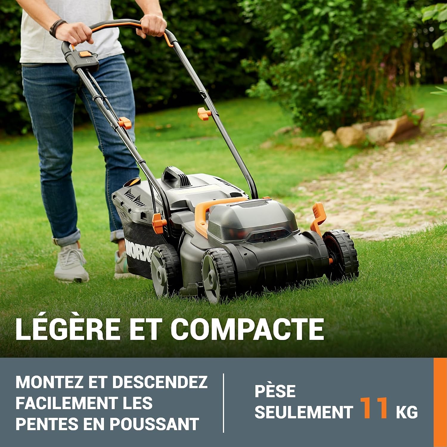 Detalle de WORX Tondeuse à Gazon sans Fil 40V WG779E.1 – 2 Batteries 4Ah, Surface max 460 m²