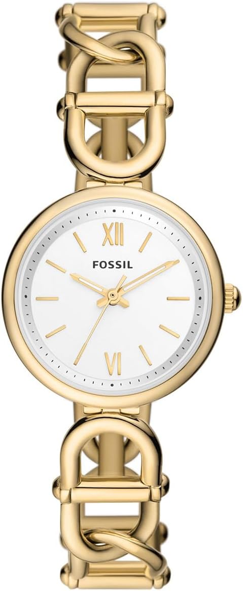 Detalle de FOSSIL Montre Carlie pour Femmes – Mouvement Quartz à 3 Aiguilles, Boîtier Or et Bracelet Acier Inoxydable