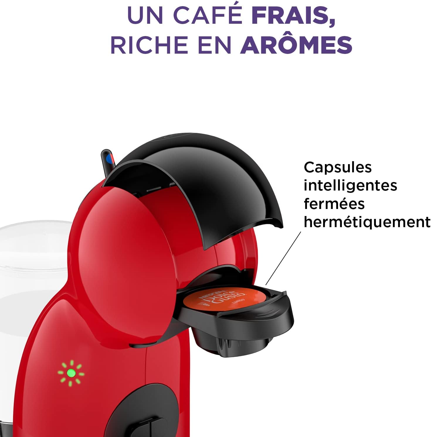 Detalle 2 de Nescafé Dolce Gusto Krups Piccolo XS Rouge KP1A3510 : machine à capsules compacte (15 bars) pour boissons froides ou chaudes