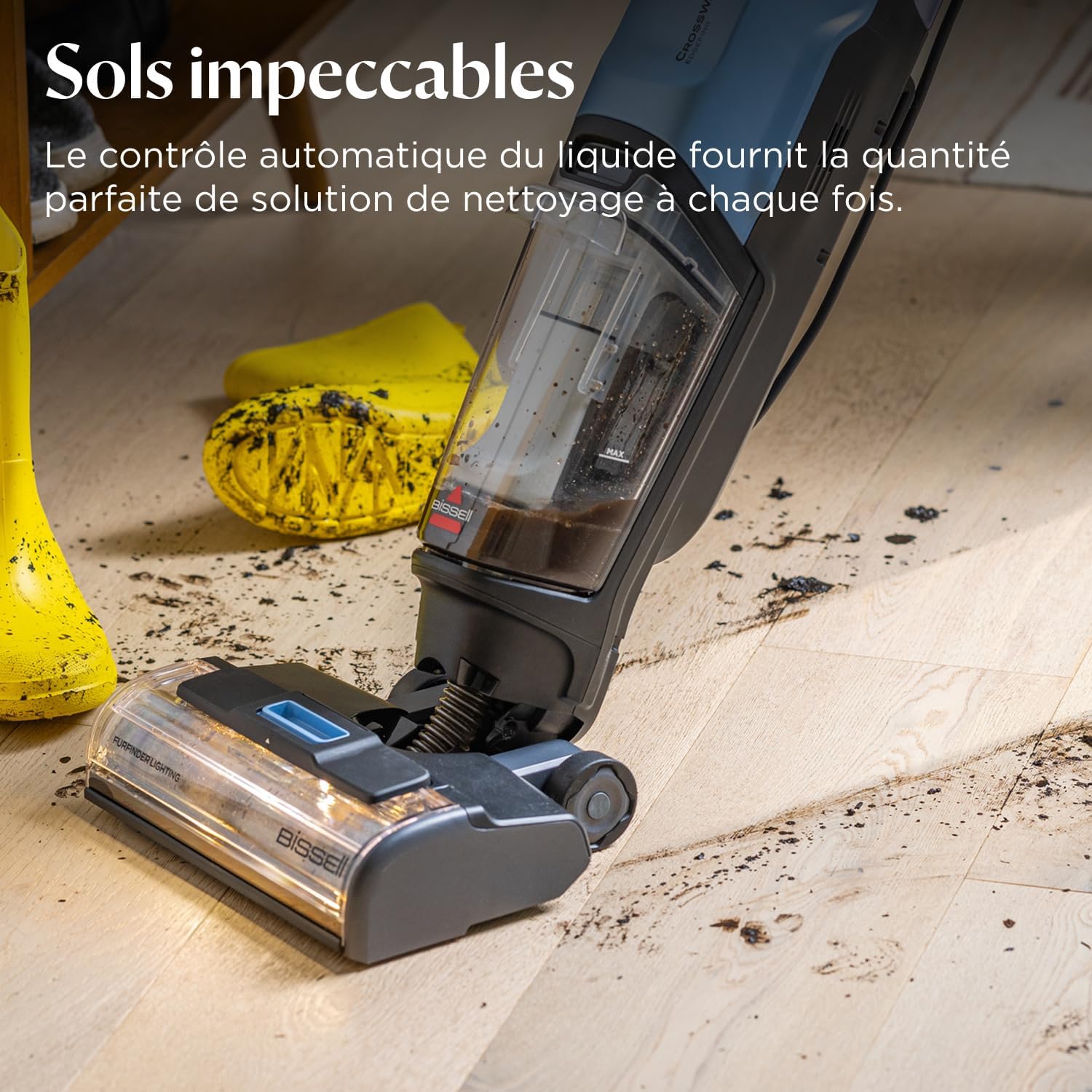 Detalle de BISSELL CrossWave EdgeFind 4159N — Aspirateur laveur tout-en-un pour sols et poils d’animaux