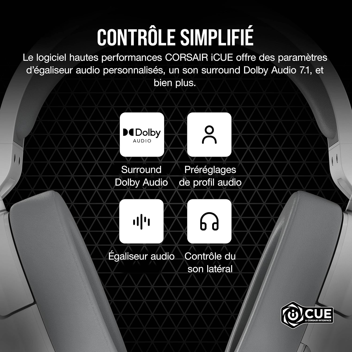 Detalle de Casque de jeu filaire Corsair HS55 Surround : Dolby 7.1, micro escamotable et compatibilité multiplateforme