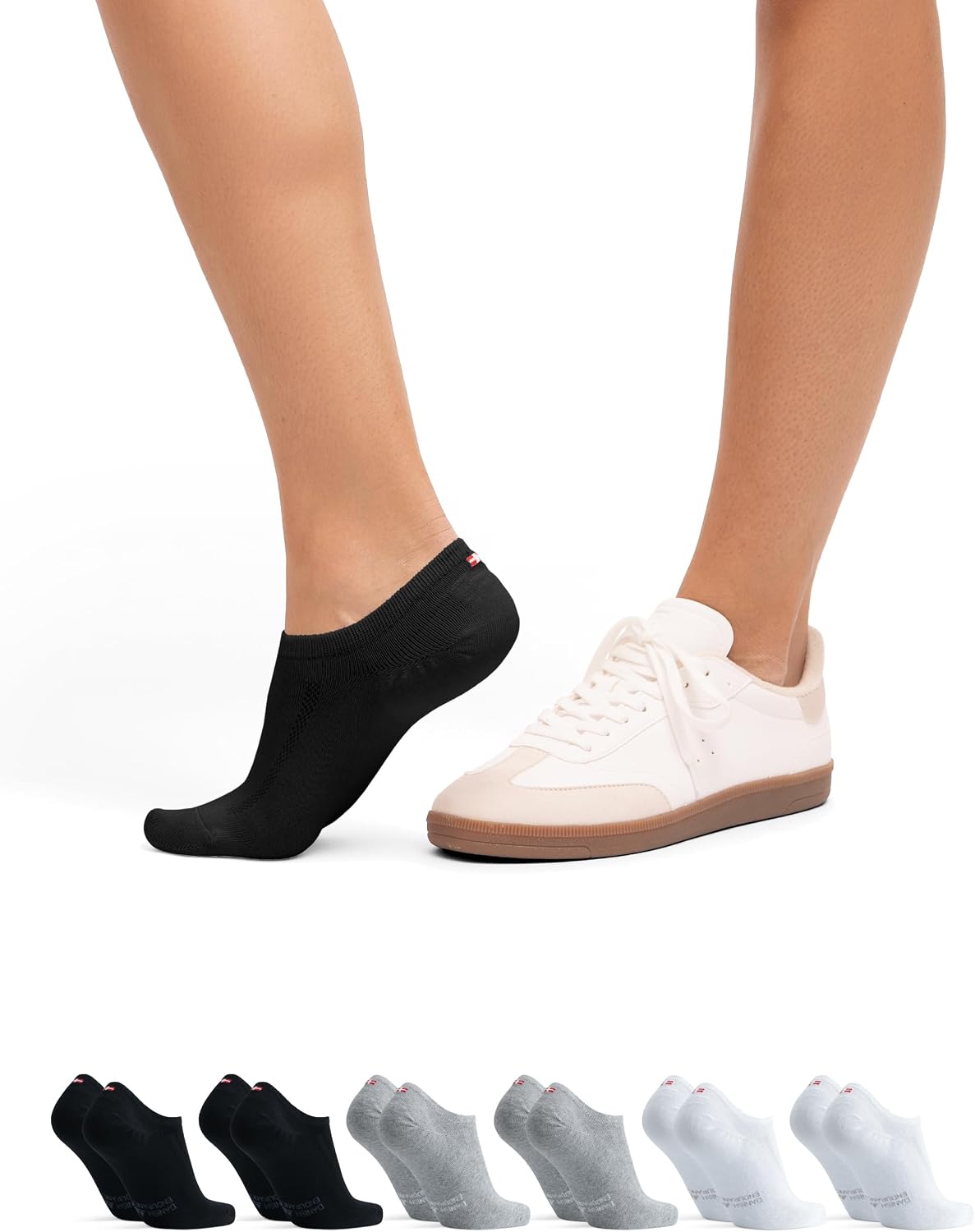 Detalle de DANISH ENDURANCE Chaussettes Invisibles en Coton Respirant avec Talon en Silicone Antidérapant – Unisexe, Lot de 6