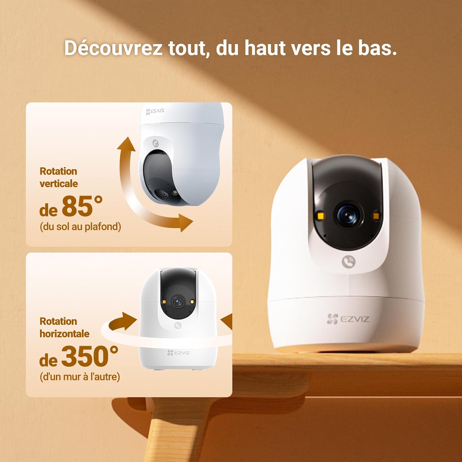 Detalle de EZVIZ C6N G1 4K Caméra Wi‑Fi intérieure 360° (détection humaine/animaux, vision nocturne couleur, WDR)