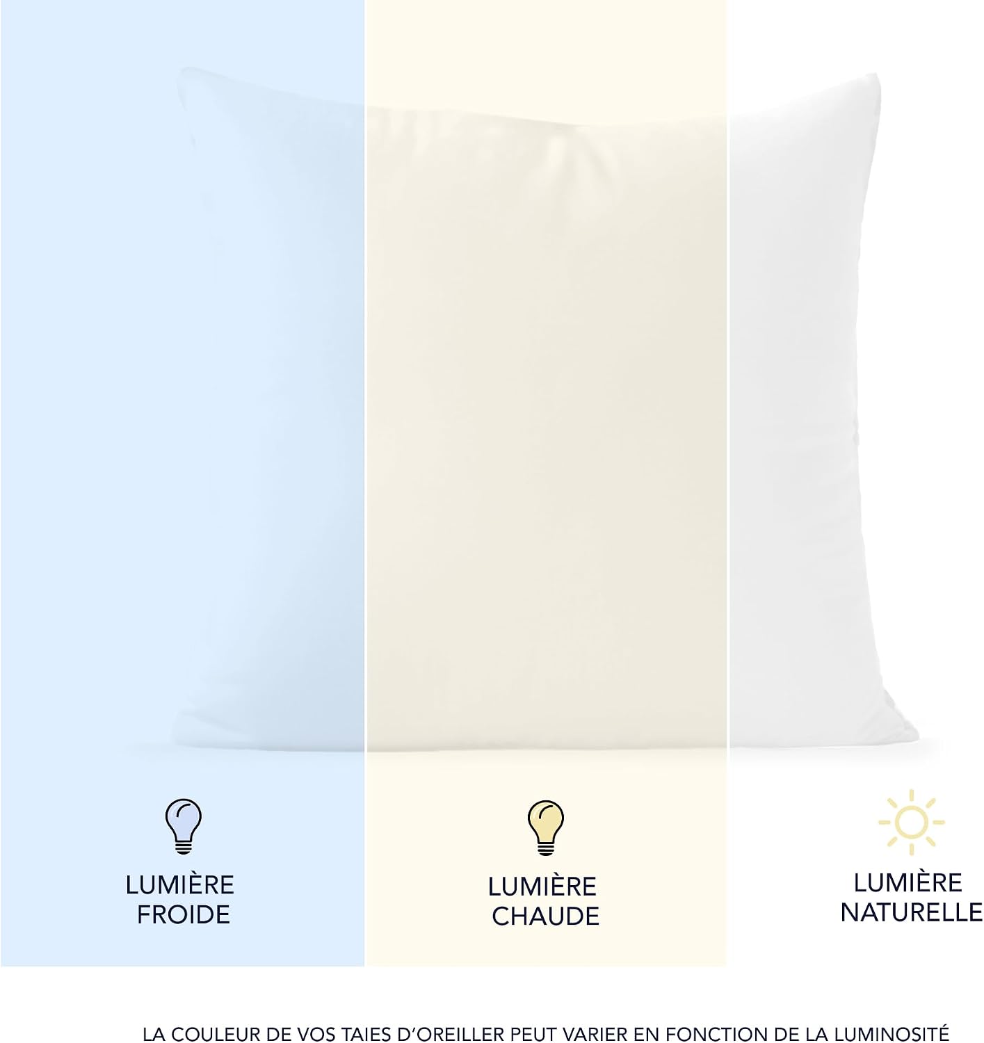 Detalle de Dreamzie Taie Oreiller 60x60 cm (lot de 2) en coton jersey 100% – Blanc