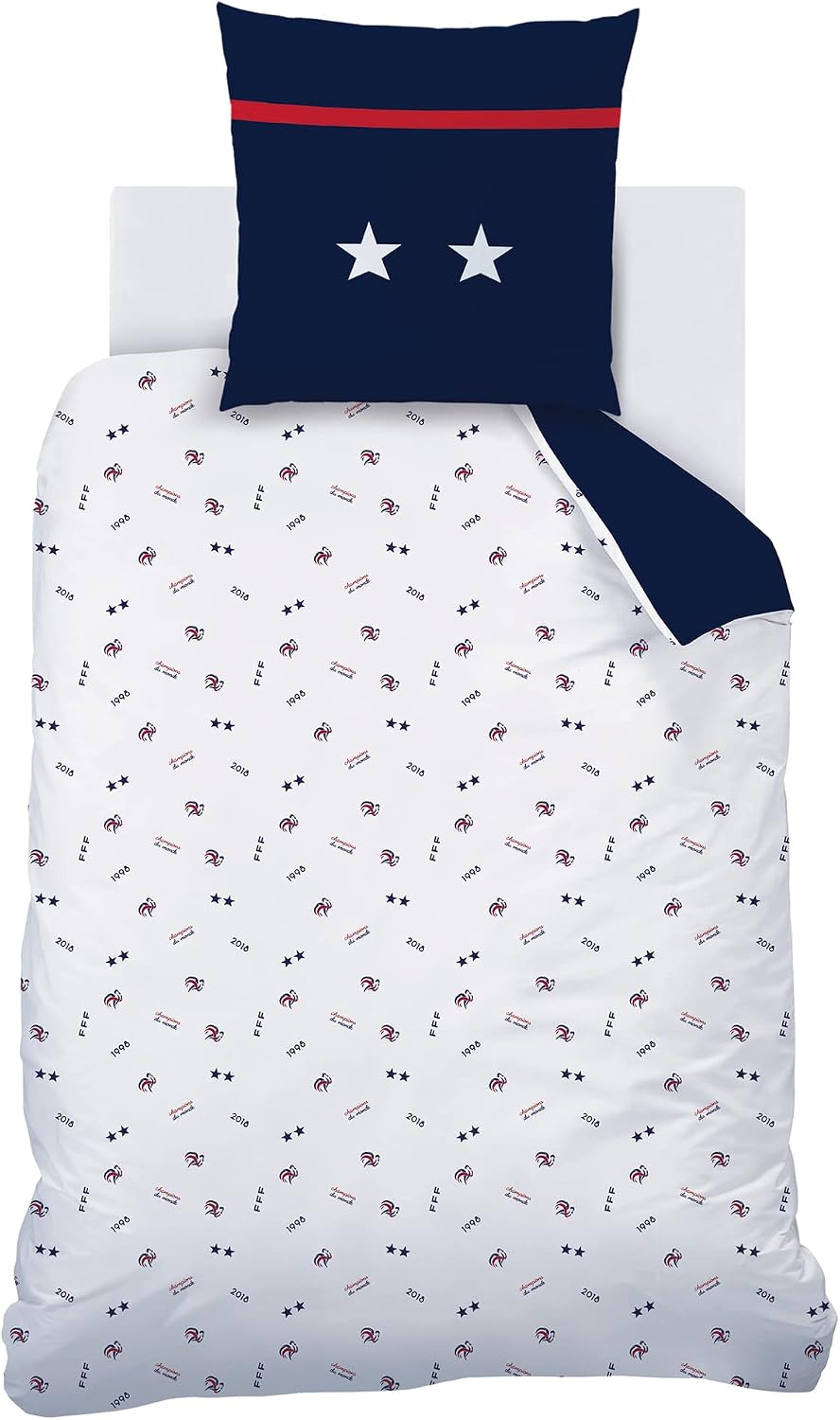 Detalle de Parure de lit imprimée CTI FFF Challenge en coton 240x220 cm + 2 taies 63x63 cm