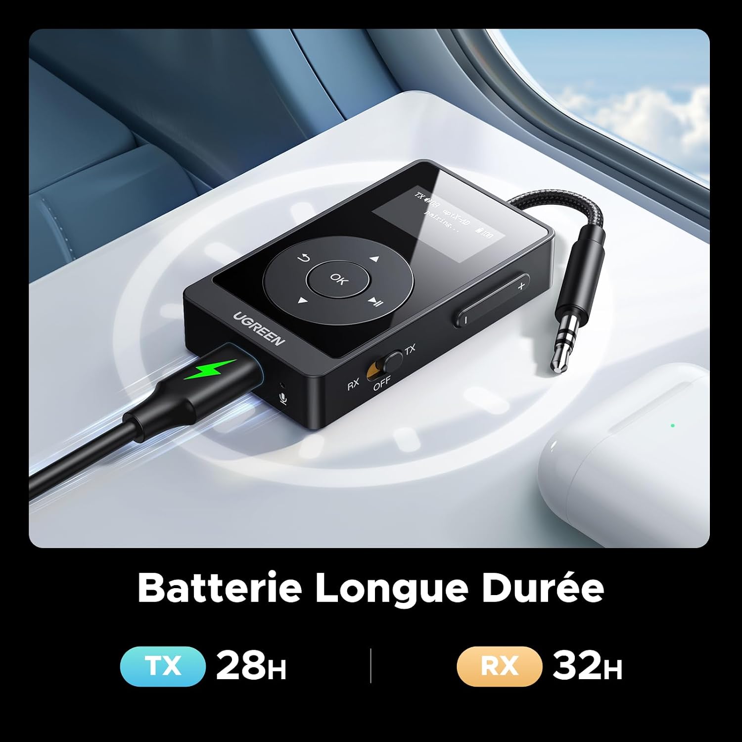 Detalle 1 de UGREEN Transmetteur Récepteur Bluetooth 5.3 2 en 1