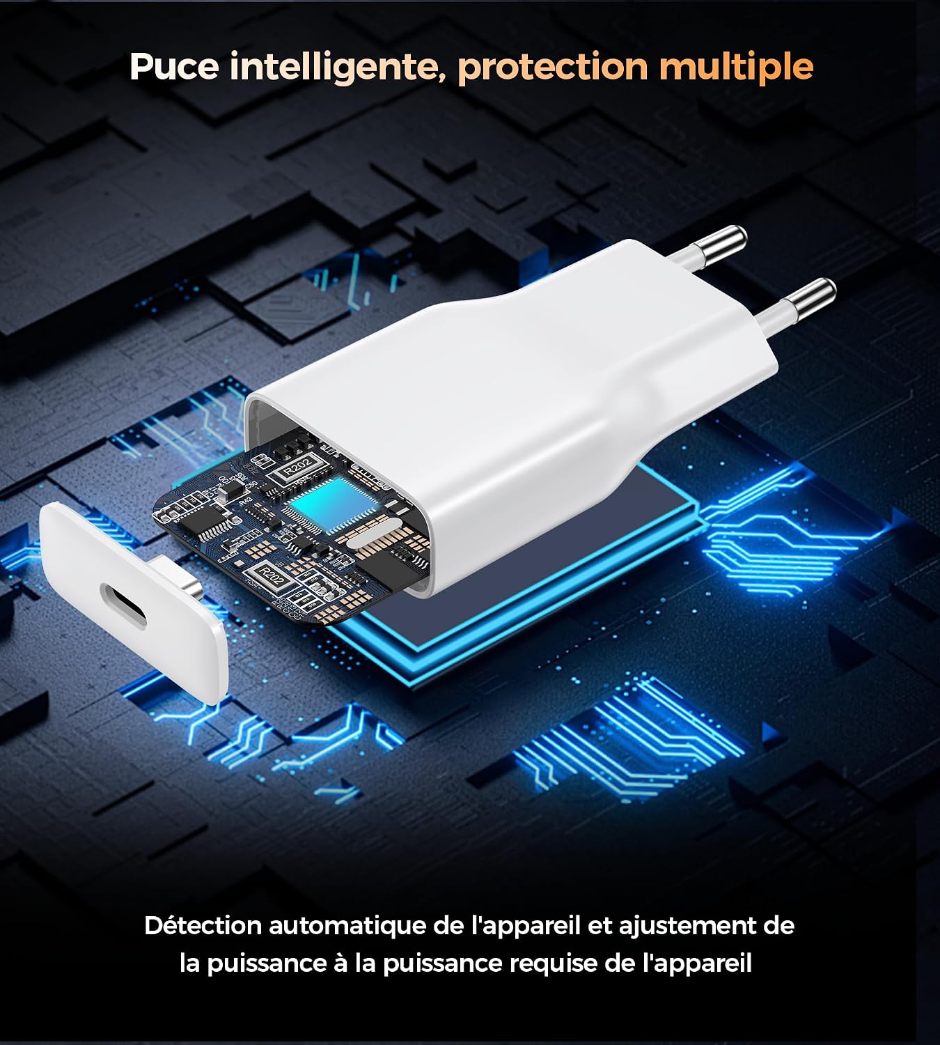 Detalle 2 de Chargeur USB‑C 20W rapide pour iPhone et Samsung