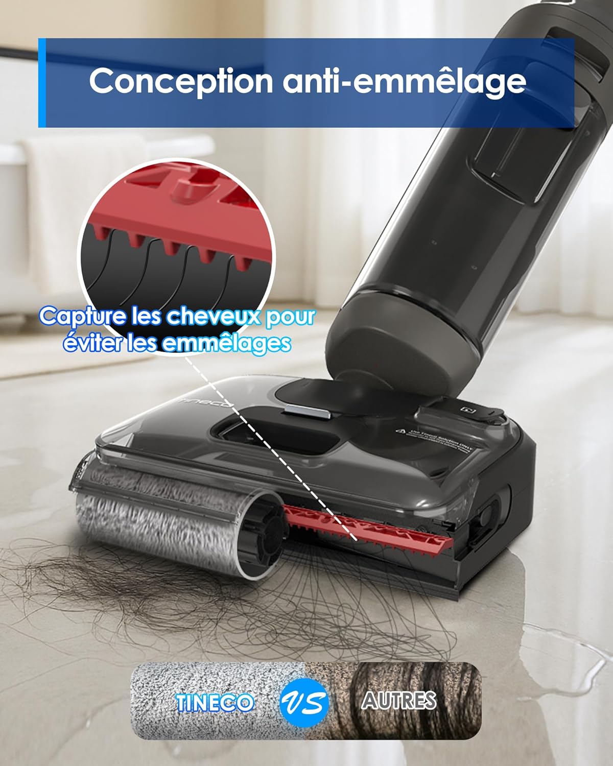 Detalle 2 de Tineco Floor One i6 Stretch — Aspirateur Laveur sans Fil 2 en 1, traction 20 kPa et séchage rapide