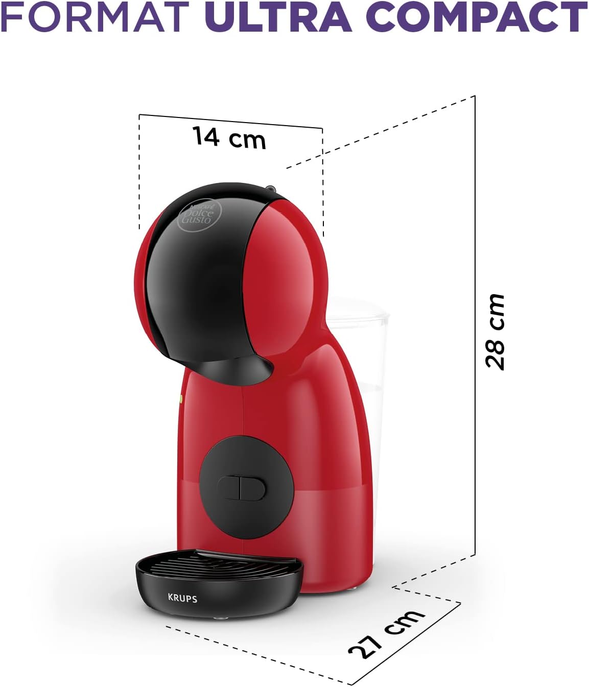 Detalle 2 de Nescafé Dolce Gusto Krups Piccolo XS Rouge KP1A3510 : machine à capsules compacte (15 bars) pour boissons froides ou chaudes