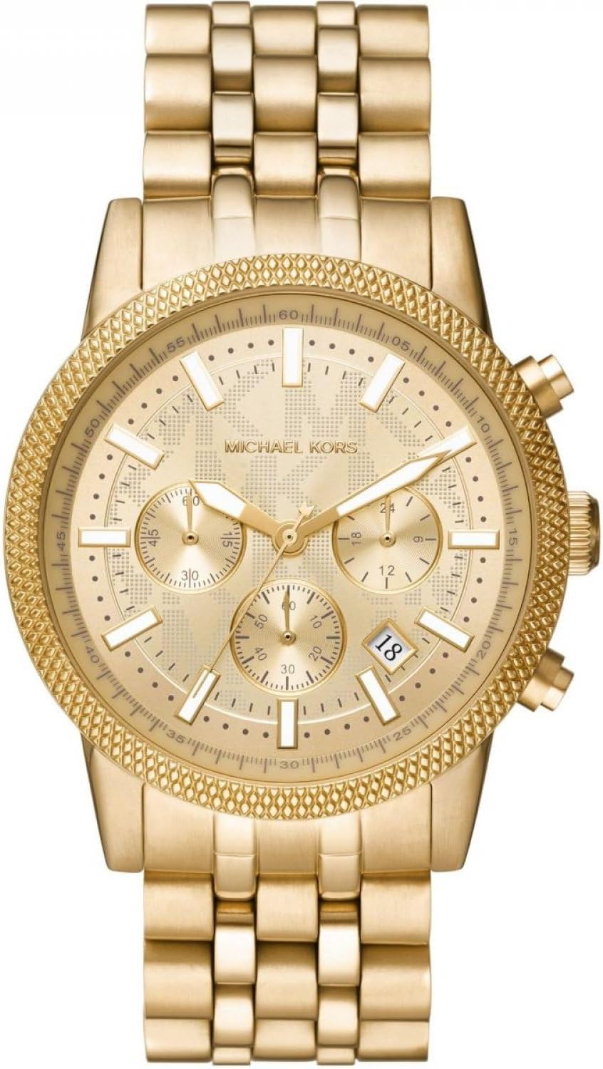Detalle de Michael Kors Hutton – Montre pour homme, mouvement chronographe (acier inoxydable ou cuir)