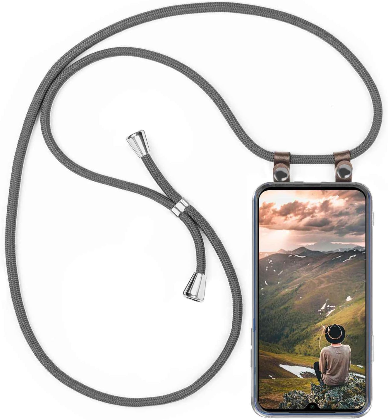 Detalle de moex Chaîne de téléphone Portable compatible Xiaomi Mi Note 10 / Note 10 Pro, coque avec sangle réglable en gris