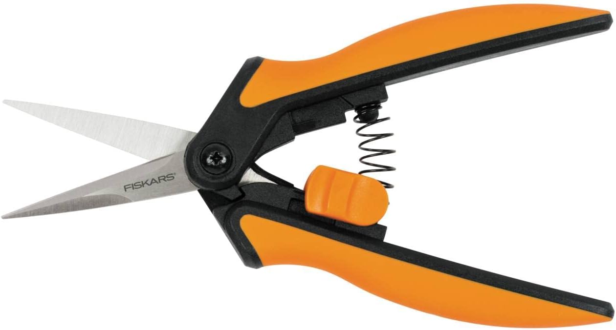 Detalle de Fiskars Solid Ciseaux à élaguer SP13 – MicroTip, Orange/Noir (21,5 cm, Ø 5 mm)