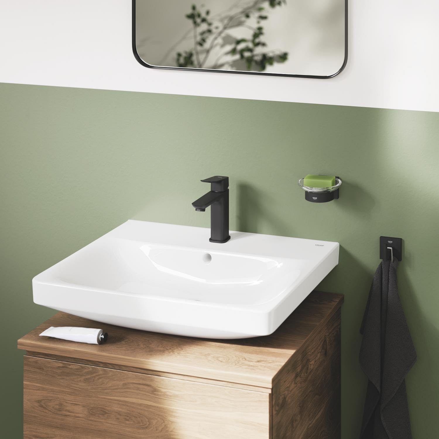 Detalle 2 de GROHE Dice – Mitigeur Lavabo Monocommande Noir Mat, Taille M, avec QuickTool (1018332430)