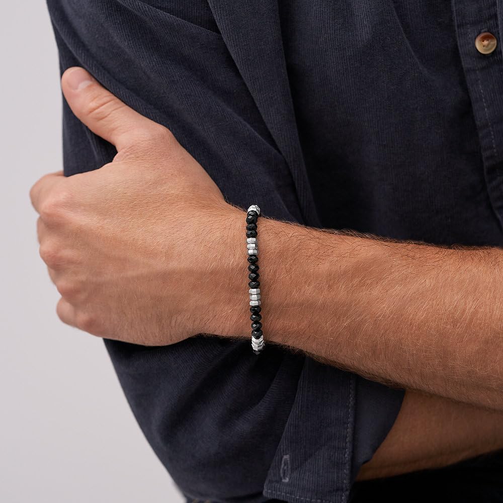 Detalle 2 de Bracelet Fossil homme en acier inoxydable à perles et fermeture coulissante