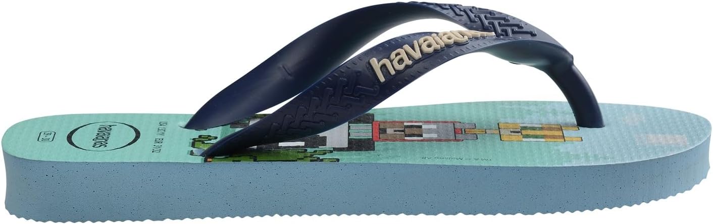 Detalle de Havaianas Minecraft (Mini Me) – Tongs enfant en bleu lavande, antidérapantes