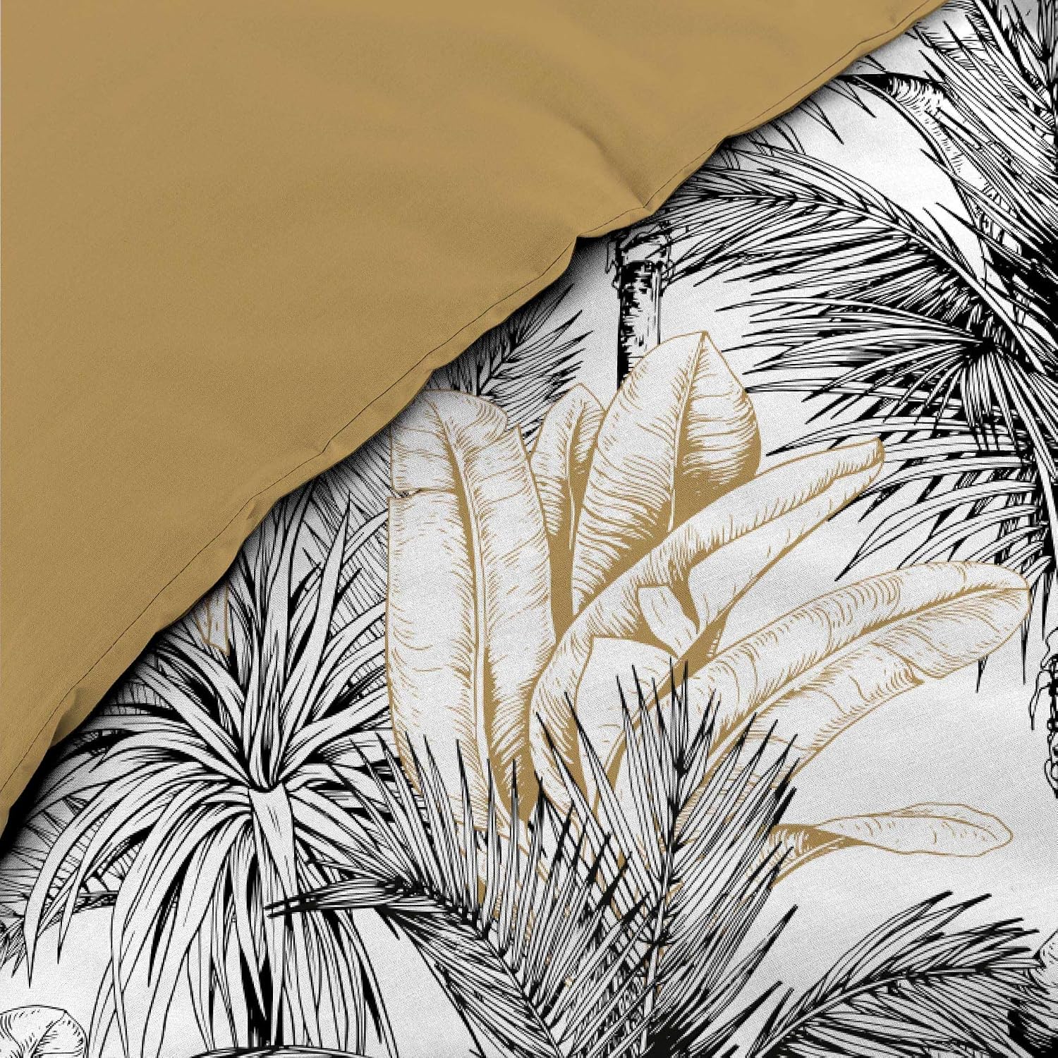 Detalle de Douceur d'Intérieur - Parure de Lit 3 Pièces Dakar Jaune 240 x 220 cm, Coton 100%