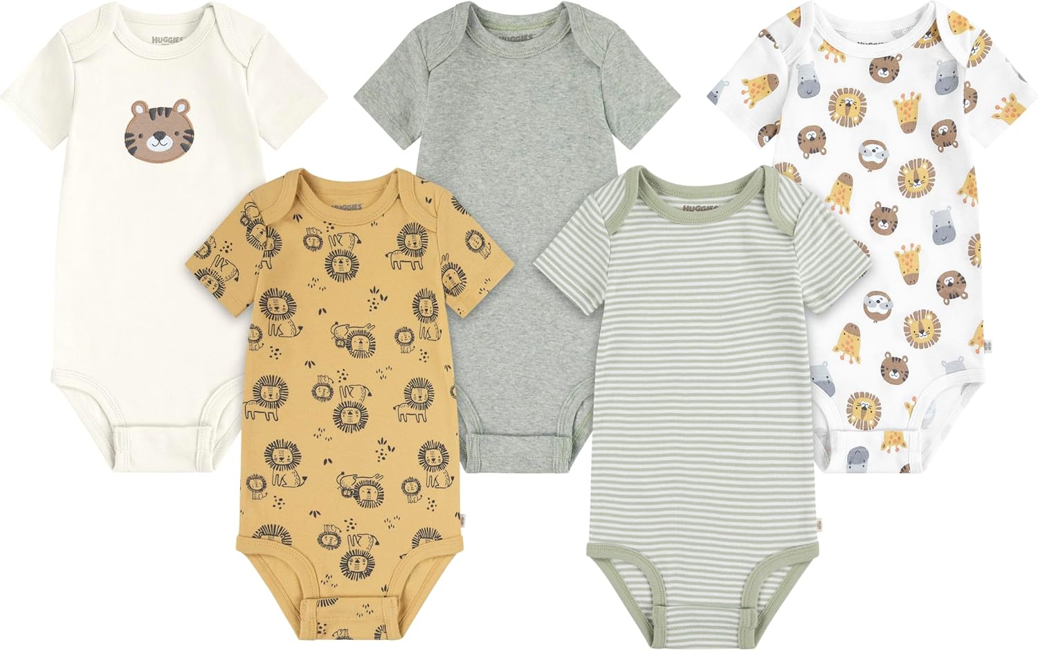 Detalle 2 de HUGGIES Little Hugs : lot de 5 bodies débardeur bébé et bambin en coton bio