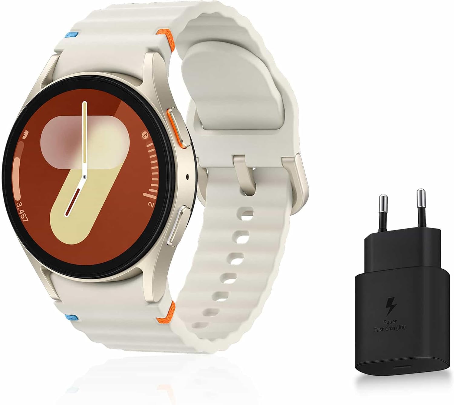 Detalle de Samsung Galaxy Watch7 (40 mm) – Montre connectée crème avec suivi santé et sport, Bluetooth, Chargeur inclus