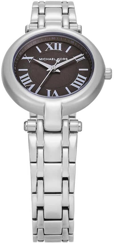Detalle de Michael Kors Montre Laney pour Femme en acier inoxydable — mouvement à quartz 3 aiguilles, cadran gris