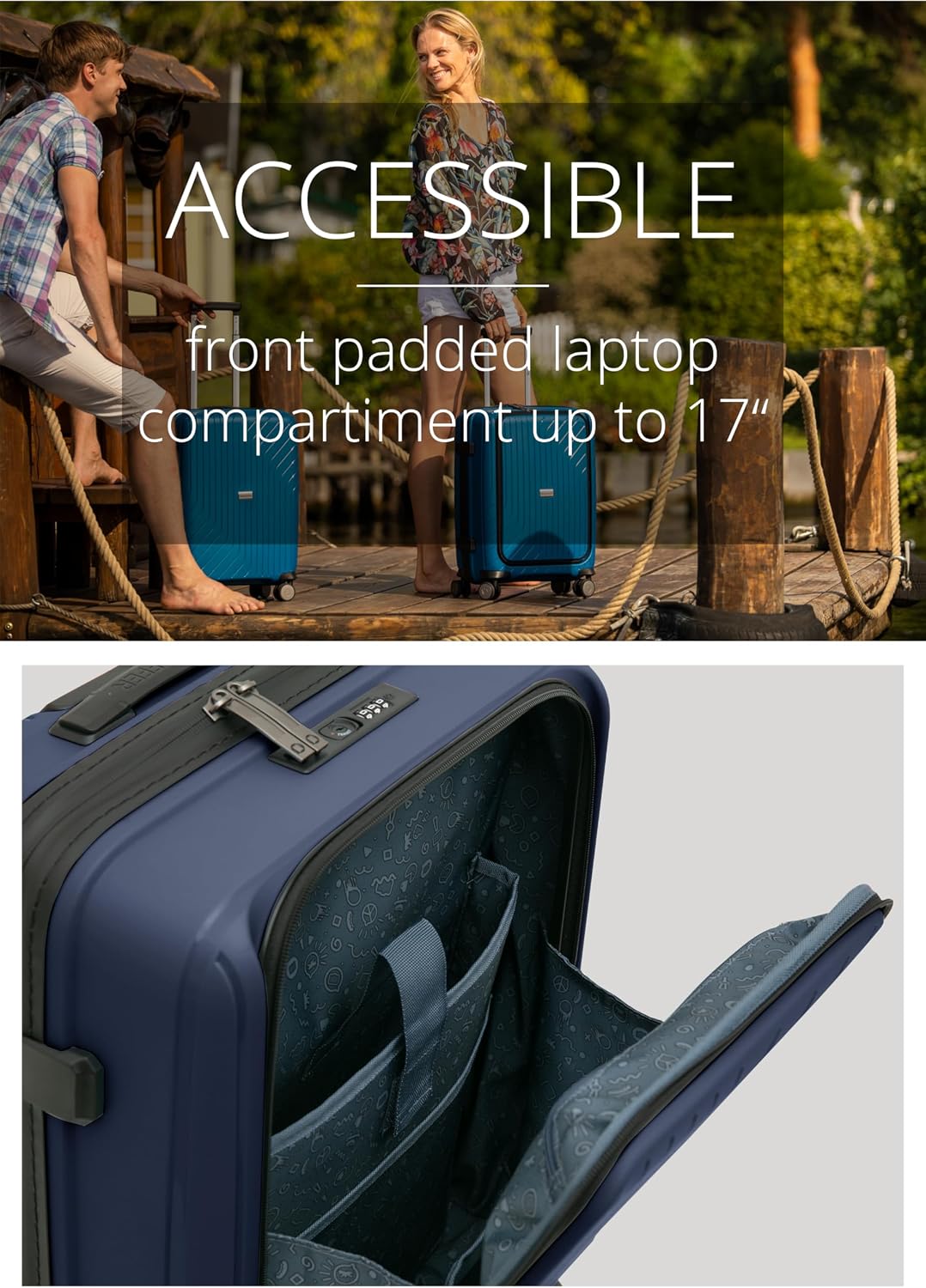 Detalle de HAUPTSTADTKOFFER TXL – Bagage à Main 55 x 40 x 23 cm avec compartiment ordinateur et serrure TSA, valise trolley rigide