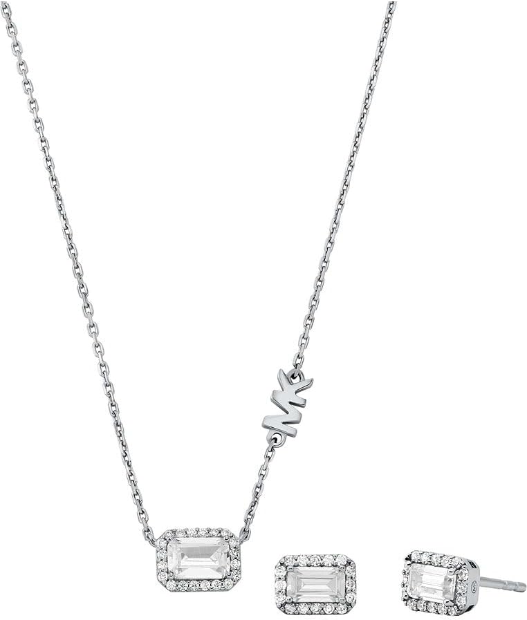 Detalle de Michael Kors parure femme en pierres semi-précieuses (collier + boucles d’oreilles) couleur argent