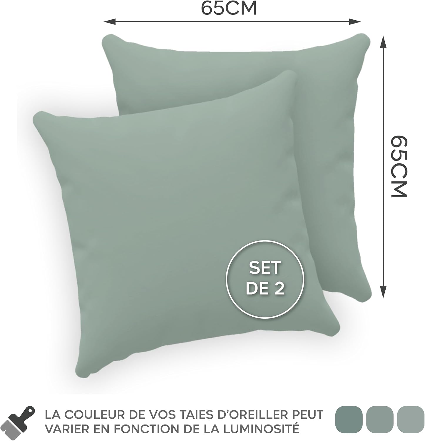 Detalle 2 de Twinzen Taie Oreiller 65x65, lot de 2
