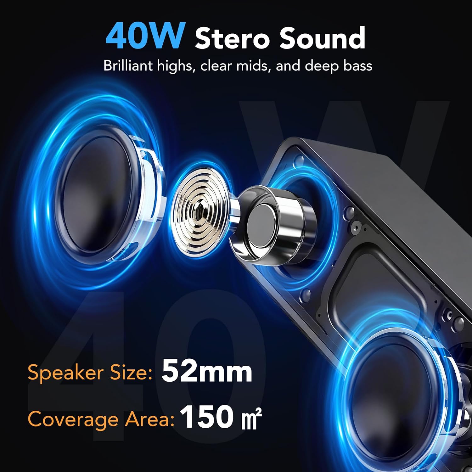 Detalle de Enceinte Bluetooth Portable IKT 40W IPX7, DSP, TWS et autonomie 30 h