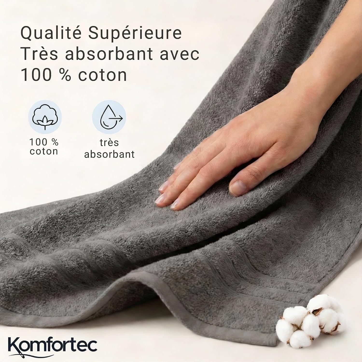 Detalle 2 de Komfortec Serviettes 8 pièces en coton