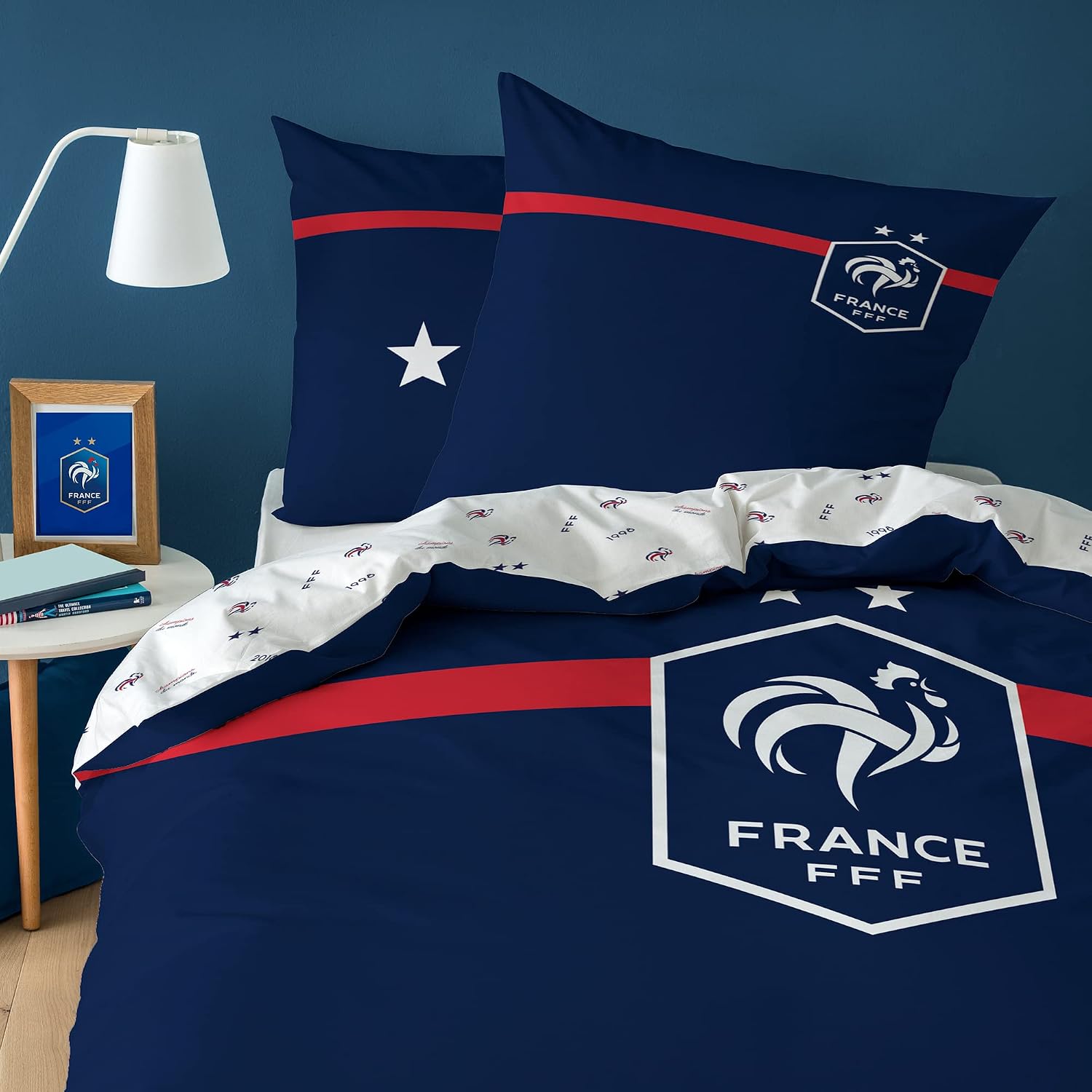 Detalle de Parure de lit imprimée CTI FFF Challenge en coton 240x220 cm + 2 taies 63x63 cm