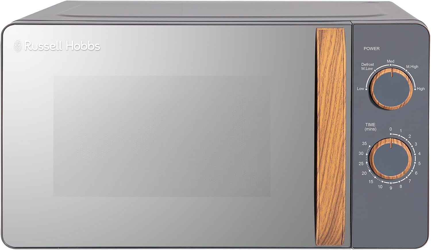 Detalle de Russell Hobbs RHMM713G Micro-ondes compact 700 W – style scandinave et finition bois