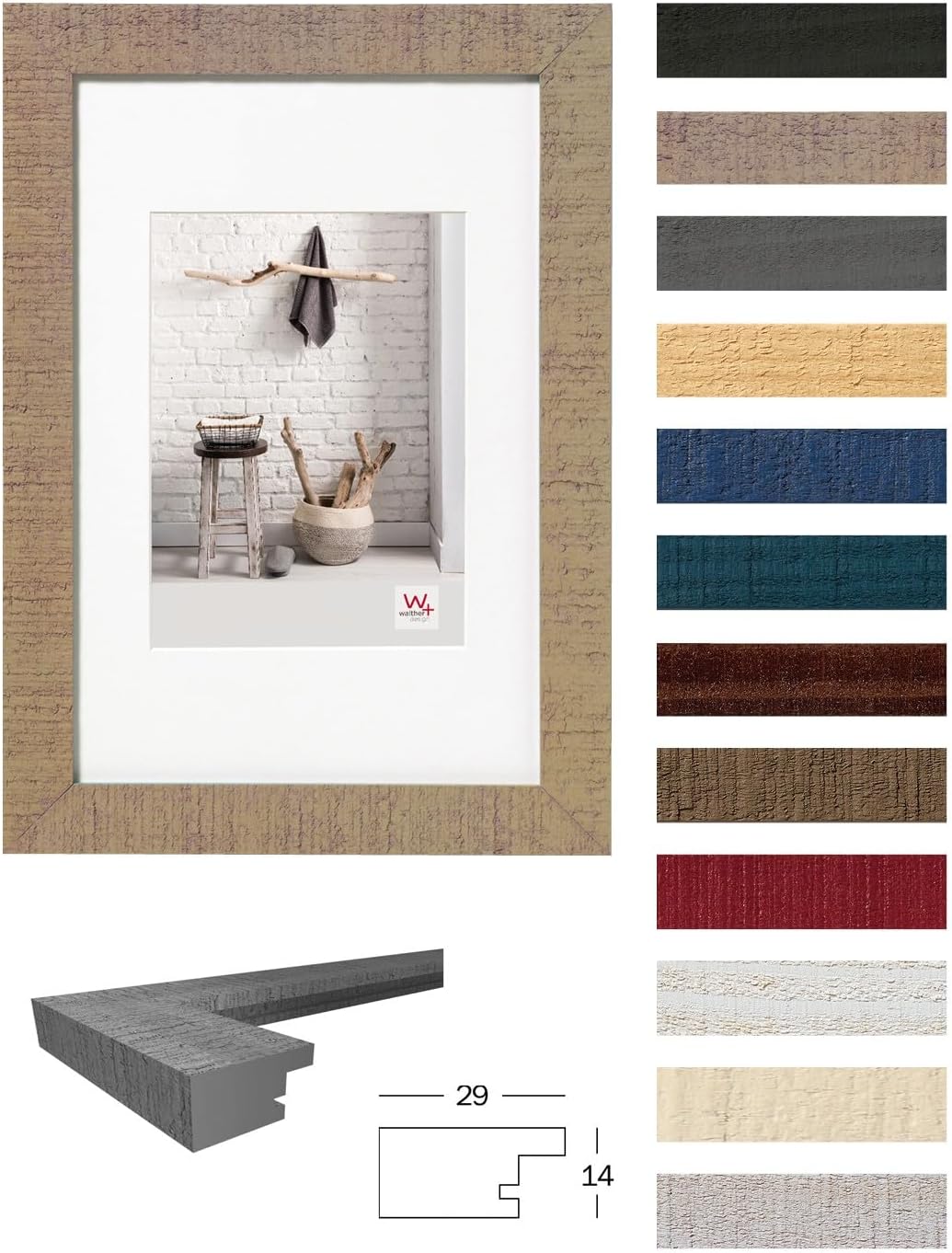 Detalle 2 de Walther Design Home cadre photo en noyer HO100N avec passe-partout, 70 x 100 cm