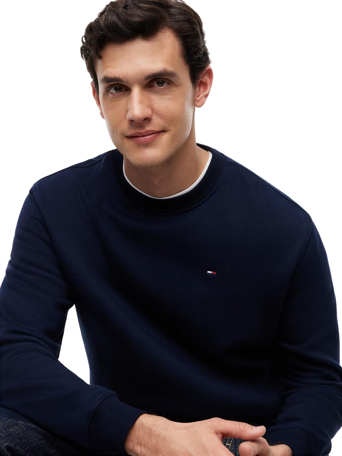 Detalle de Tommy Jeans Sweat homme Regular Fit Flag Fleece col ras-du-cou