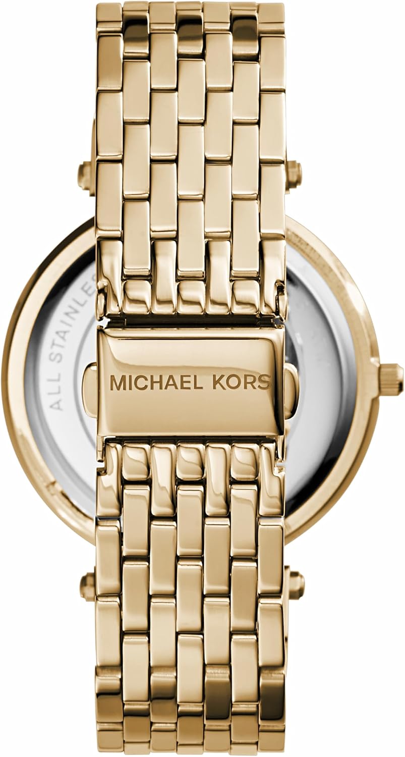 Detalle de Michael Kors Darci pour Femme – montre à quartz trois aiguilles dorée, boîtier 39 mm, acier inox