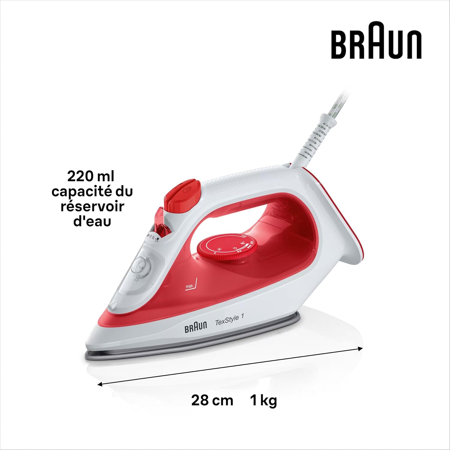 Detalle de Braun TexStyle 1 – Fer à Repasser Vapeur Puissant et Léger (1900 W) avec Semelle Antiadhésive