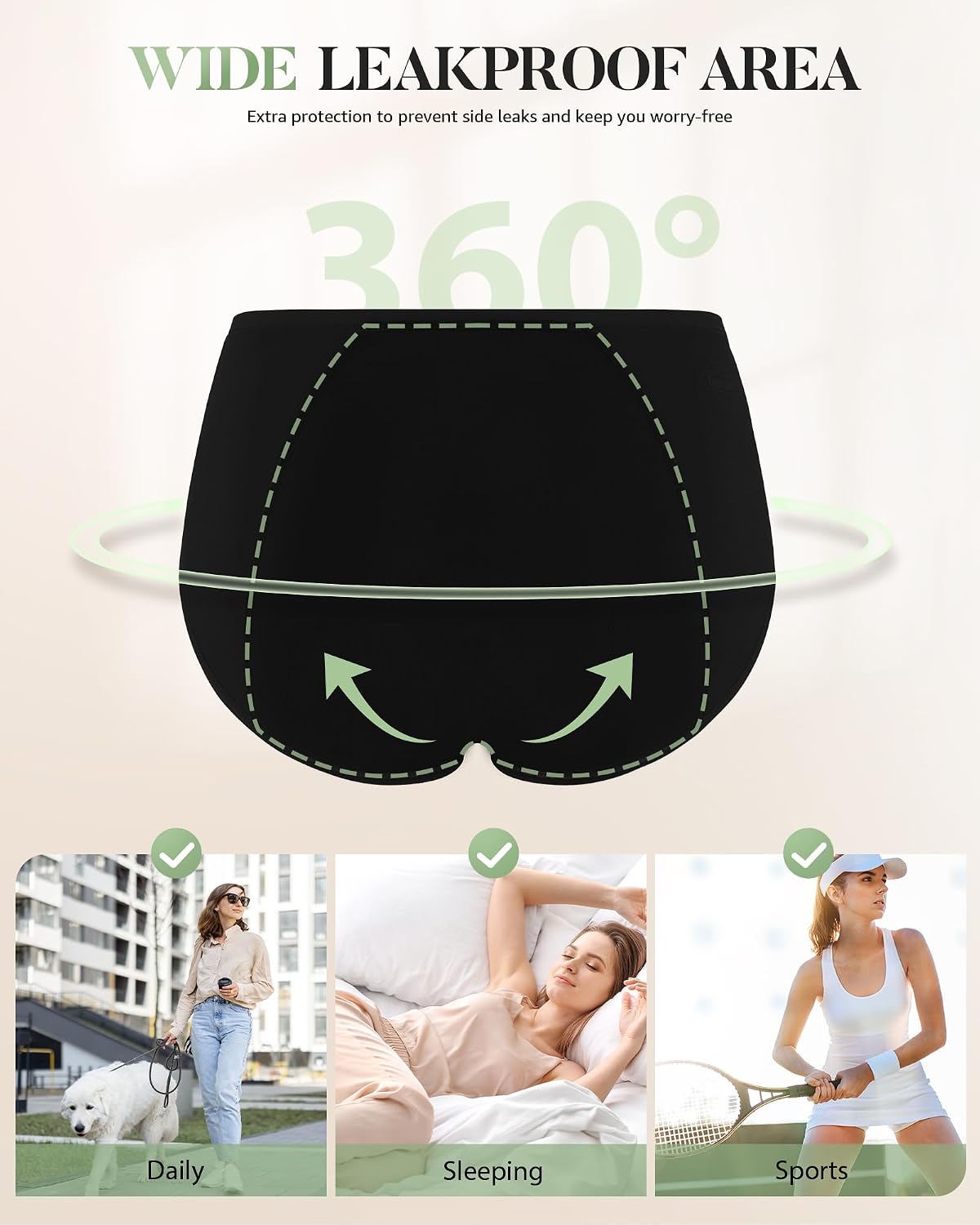 Detalle de TANSTC Culotte menstruelle coton Flux très abondant – Lot 3 taille haute