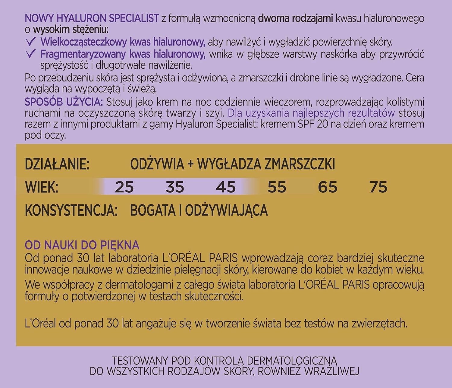 Detalle 2 de HYAL Crème nuit réhydratante 50 ml