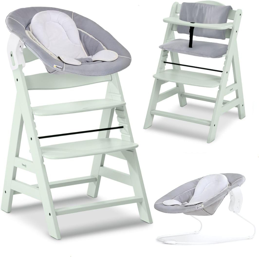 Detalle de hauck Alpha Plus 4 en 1 Chaise Haute Bébé Évolutive avec Insert Nouveau-né – Menthe