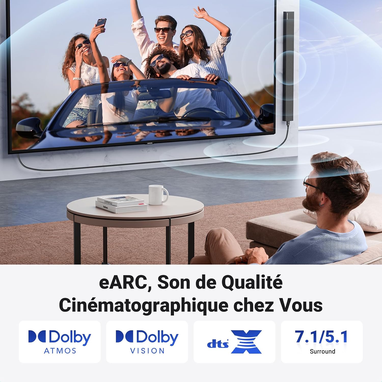 Detalle 1 de UGREEN HDMI 2.1 câble 1M 48Gbps pour TV