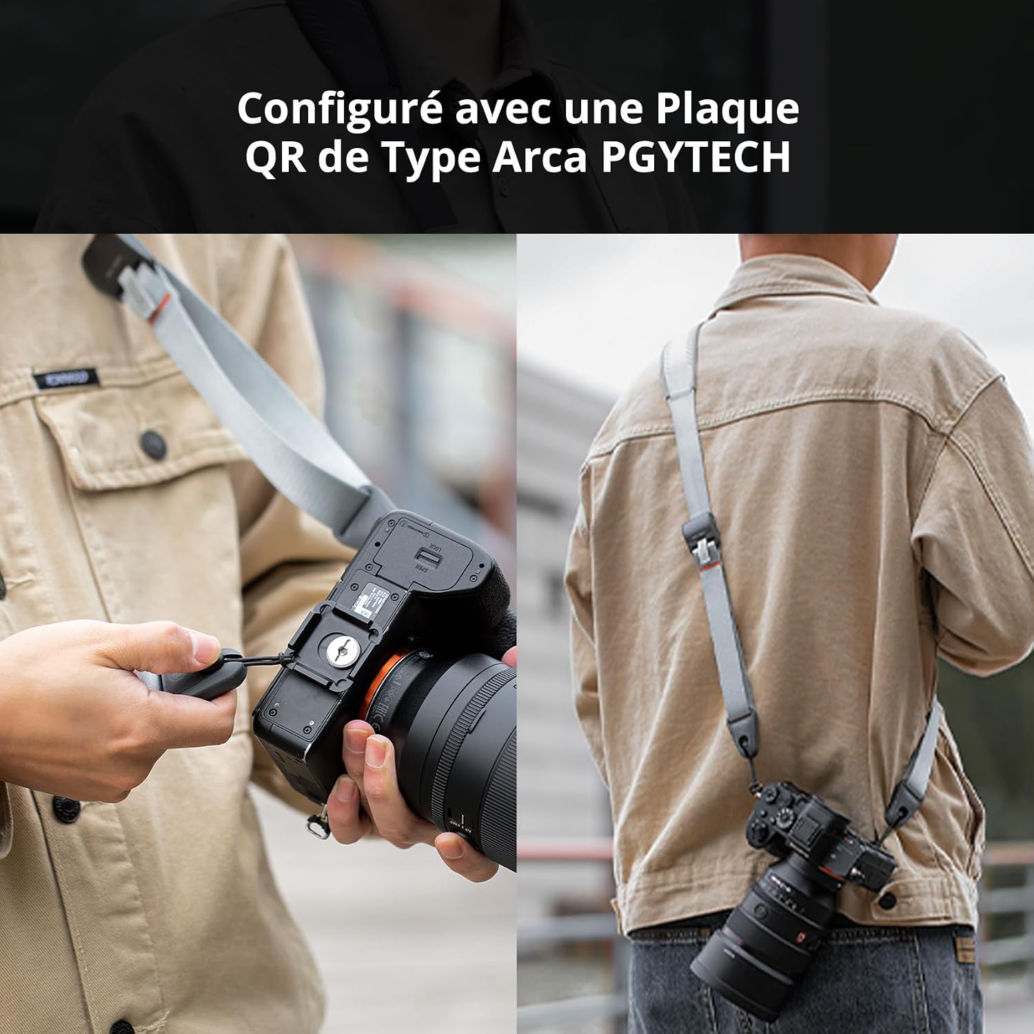 Detalle de PGYTECH Bandoulière pour Appareil Photo – Sangle d’épaule 3-en-1, réglable, avec boucles de dégagement rapide, vert