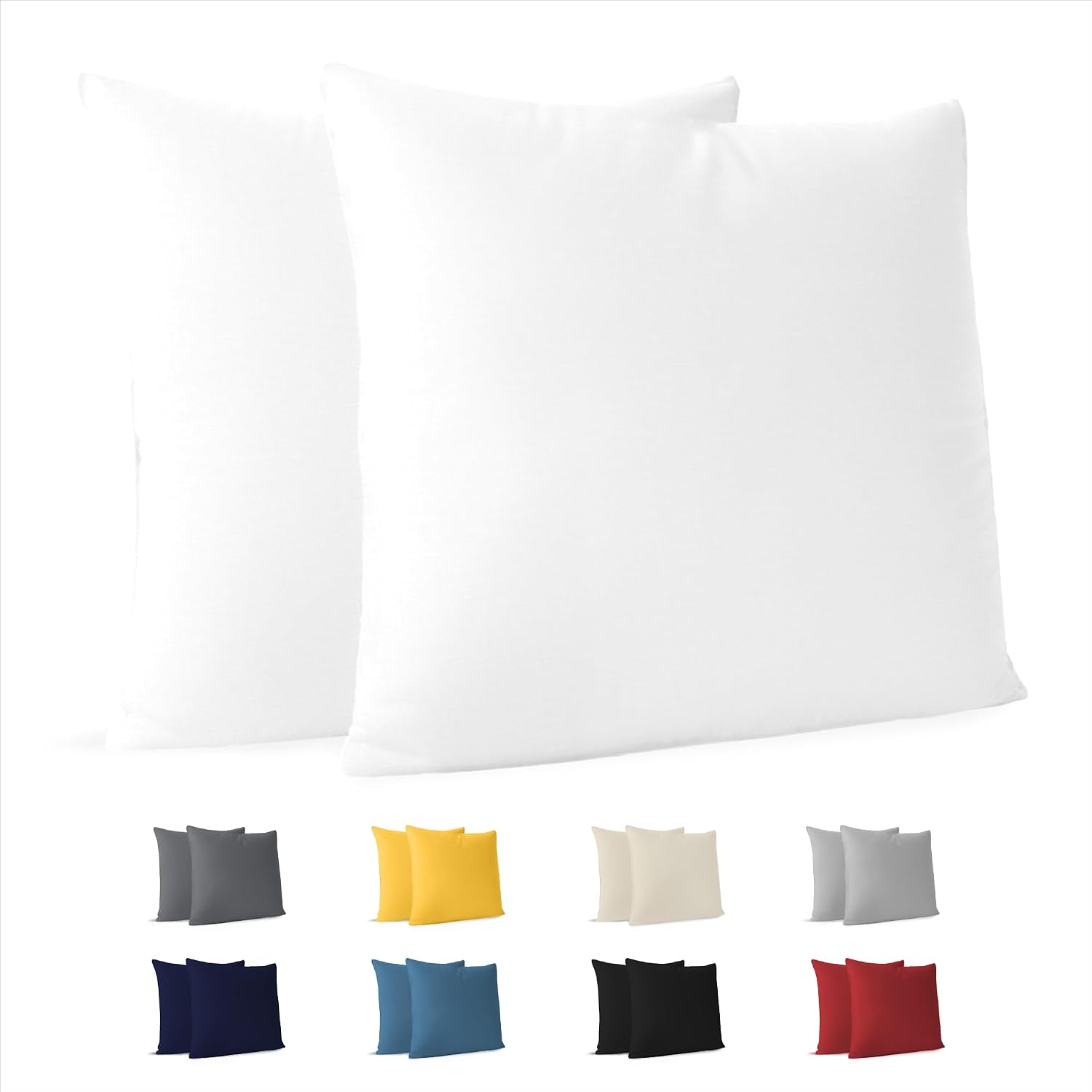 Detalle de Dreamzie Taie Oreiller 60x60 cm (lot de 2) en coton jersey 100% – Blanc