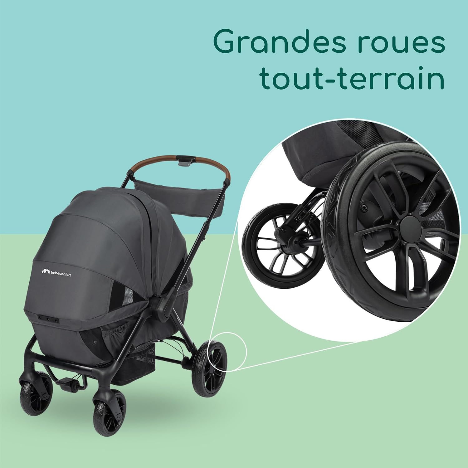 Detalle de Bebeconfort Helios : Poussette double dès la naissance, tout-terrain et compacte