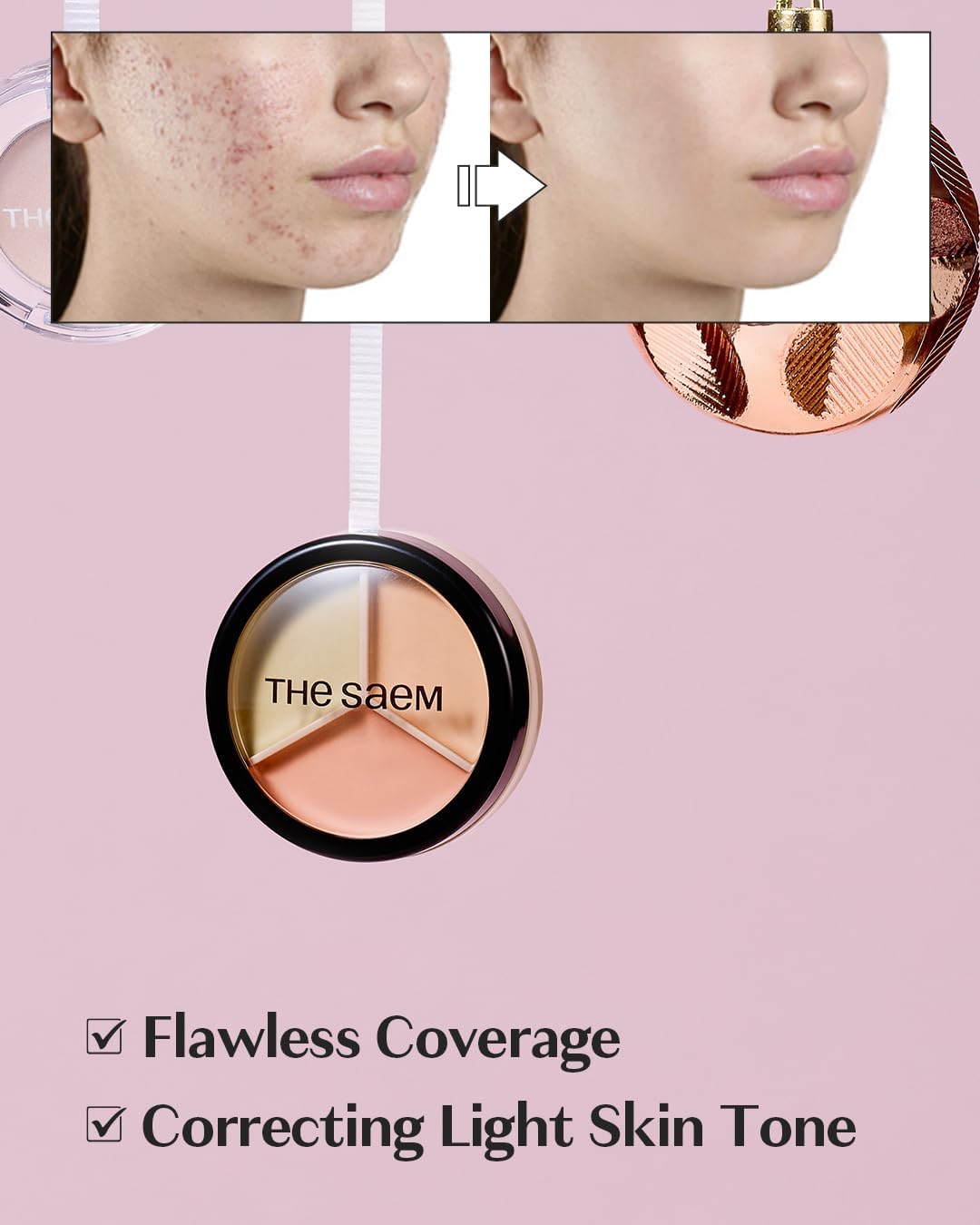 Detalle 2 de THESAEM Cover Perfection Triple Pot Concealer 03 Correct Up Beige – Correcteur triplo pour peau claire
