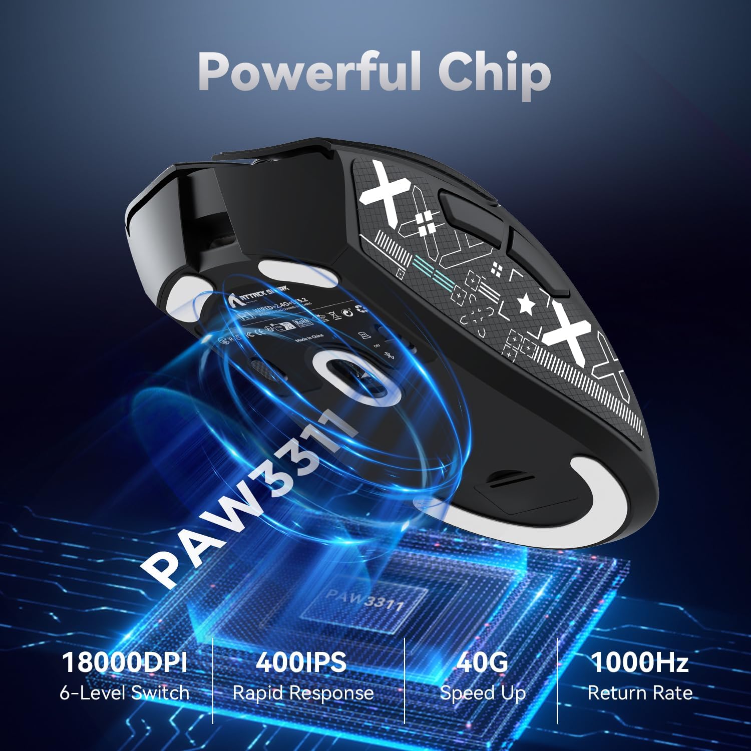 Detalle 2 de ATTACK SHARK R1 souris gaming 59 g