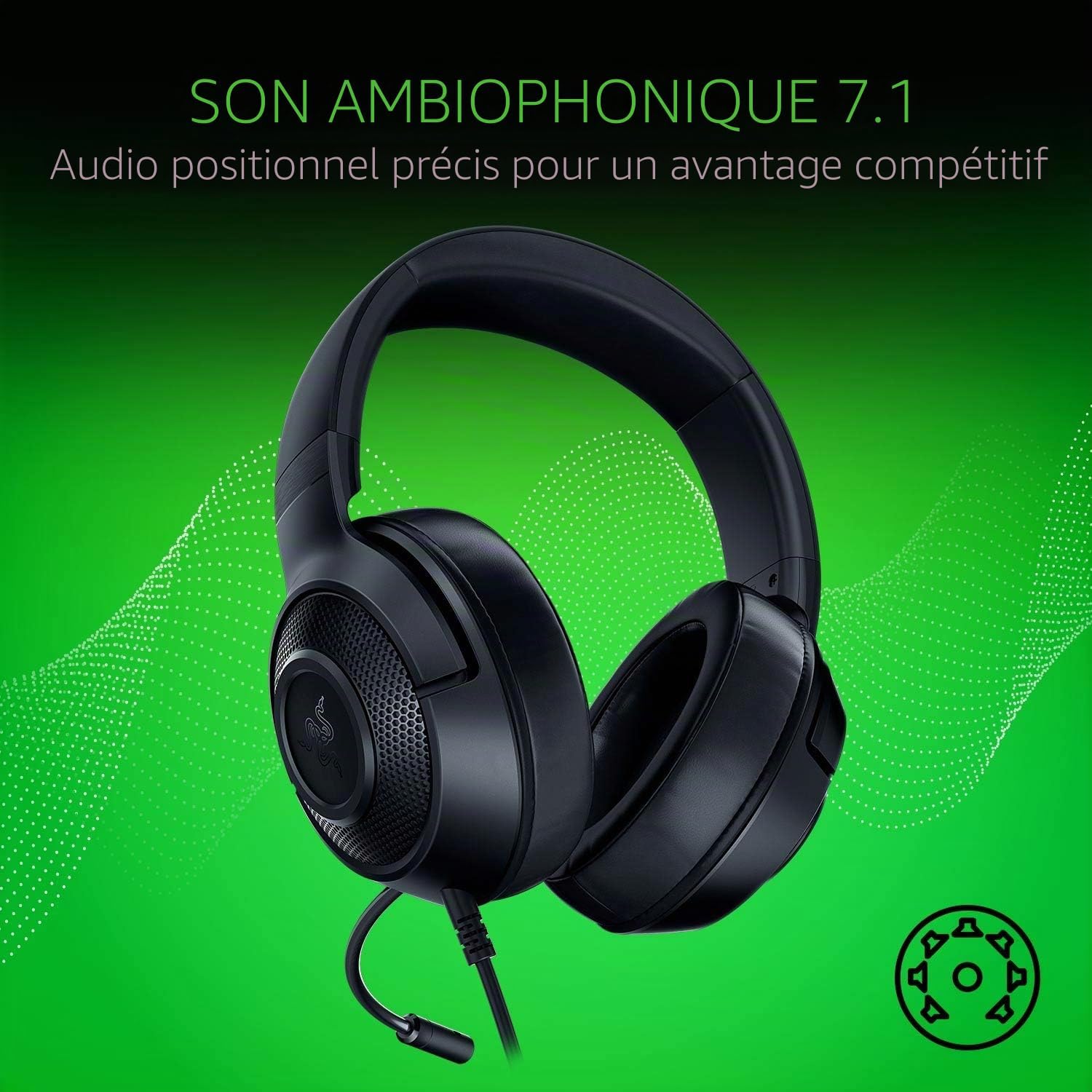 Detalle 2 de Razer Kraken X Lite : Casque de jeu filaire ultra-léger pour PC et consoles