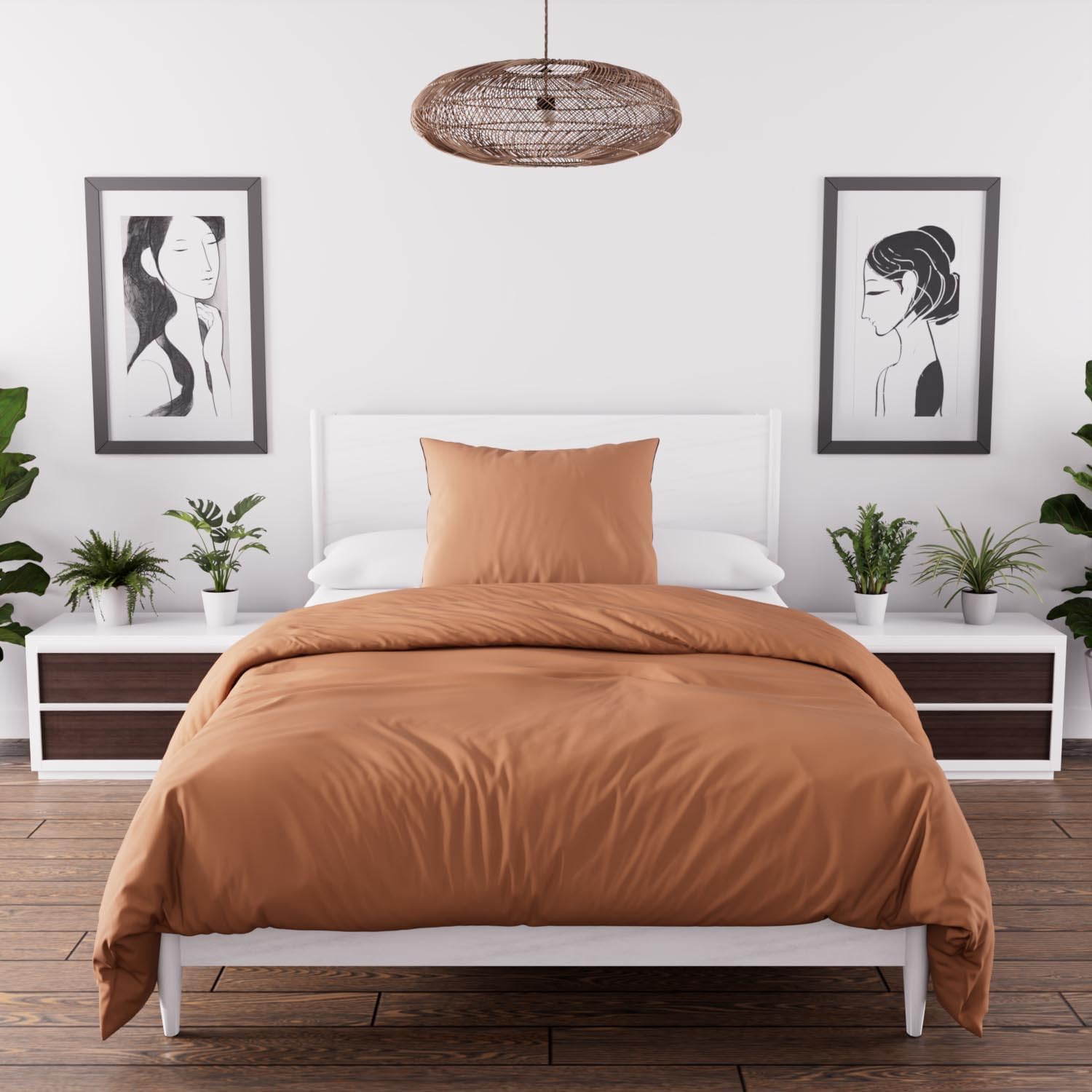Detalle de Intemporel Parure housse de couette en microfibre lavée Boheme Vieux Rose 240x220 cm (Soleil d’Ocre)