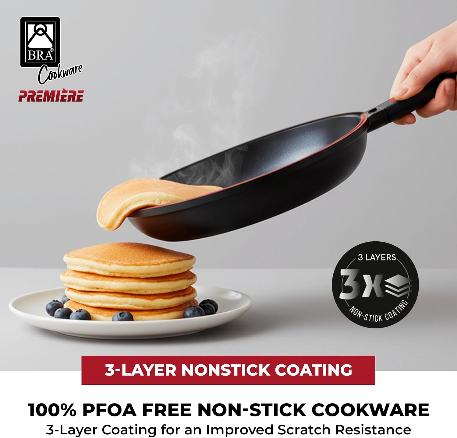 Detalle 2 de BRA Dupla Premiere | Poêle Double à Omelette 26 cm – Noir
