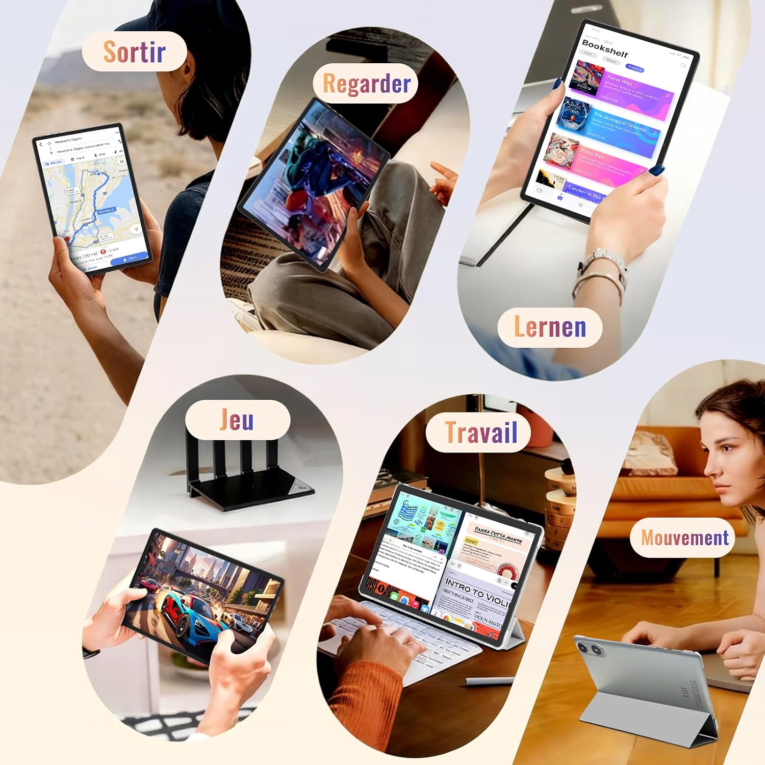 Thumbnail 6 de Tablette Android 10 pouces Gemini AI avec clavier – 64 Go ROM, 2 To TF, Argentine argenté