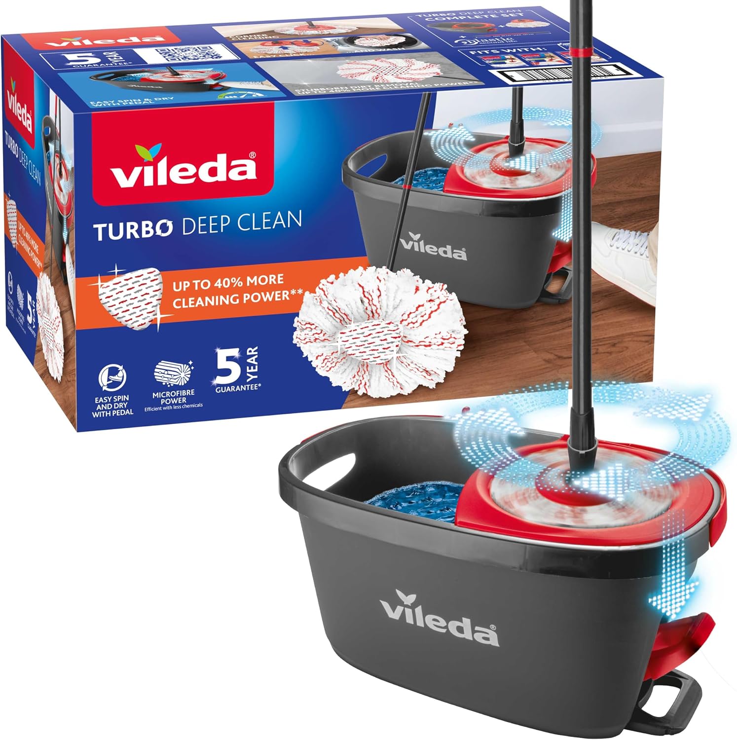 Detalle de Vileda Turbo 3en1 balai 123 cm 🧹