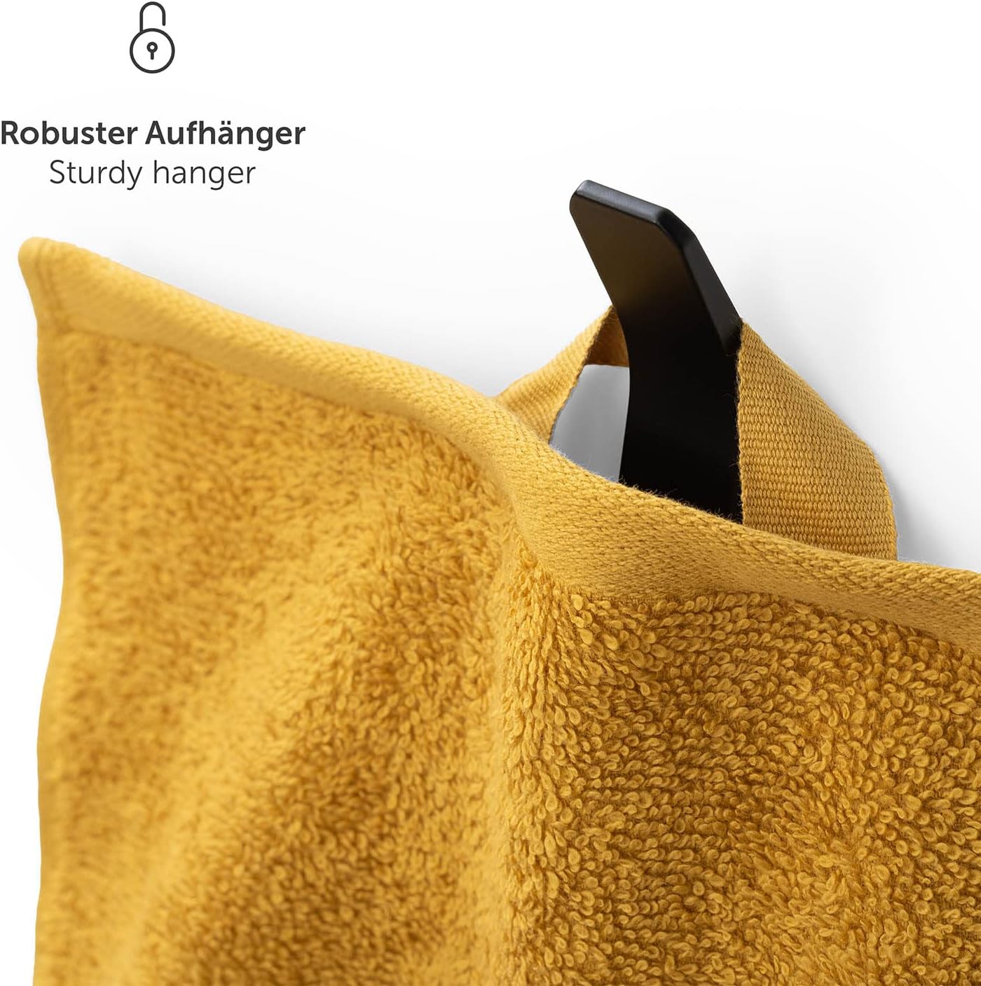 Detalle de Blumtal – Lot de 2 serviettes de bain jaune moutarde 70x140 cm en coton certifié Oeko-Tex®