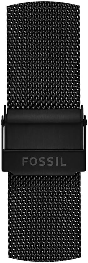 Detalle de Fossil Femmes Bracelet de Montre en Cuir et Acier Inoxydable – Maille Noire 18 mm, Échangeable